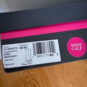 Vince Camuto Dark Mahogany Wide Calf Sangeti Boots 8.5